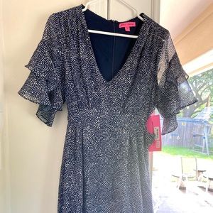 NWT Betsy Johnson blue  Dress. Beautiful flowy summer dress Size 12